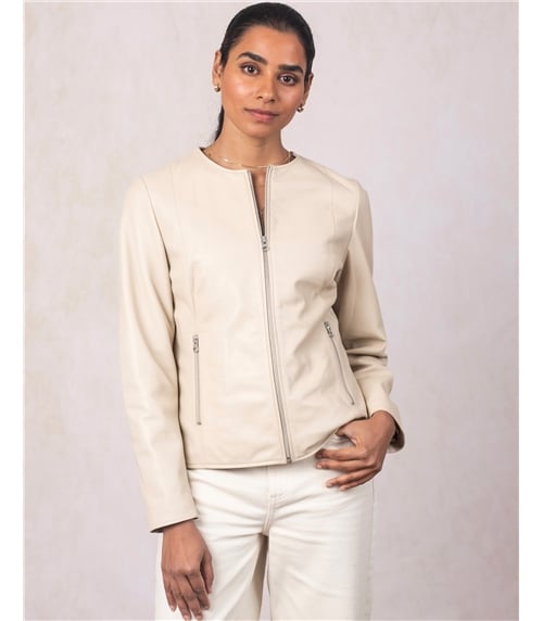 Crosby Collarless Leather Jacket