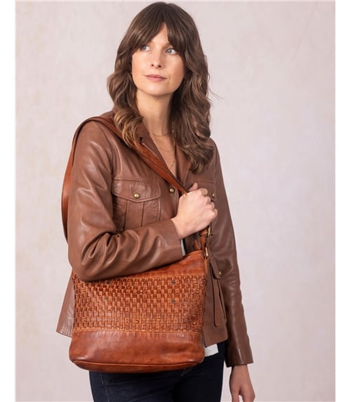 Storrs Woven Leather Cross Body Bag