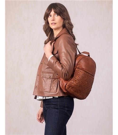 Storrs Woven Leather Backpack
