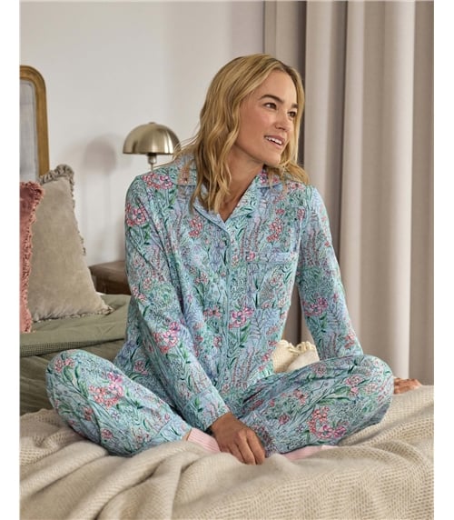 Jersey Revere Collar Long Sleeve PJ Top