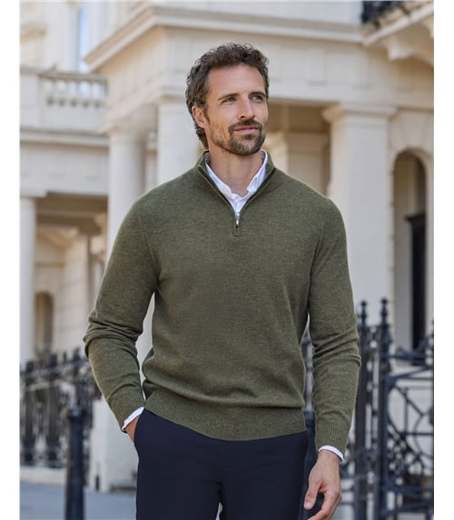 Mens Cashmere Zip Neck Sweater