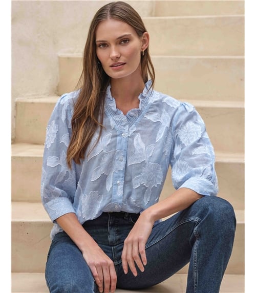Floral Textured Half Sleeve Blouse