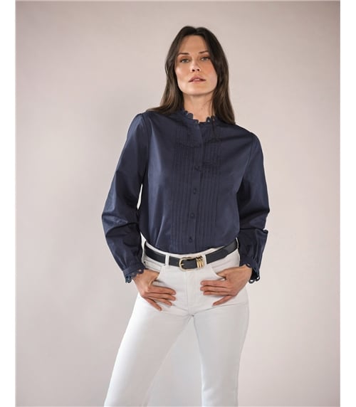 Loop Lace Trim Cotton Shirt