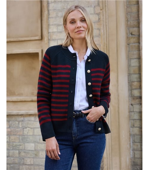 Cotton Cashmere Stripe Cardigan
