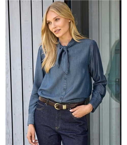 Cotton Tie Neck Shirt