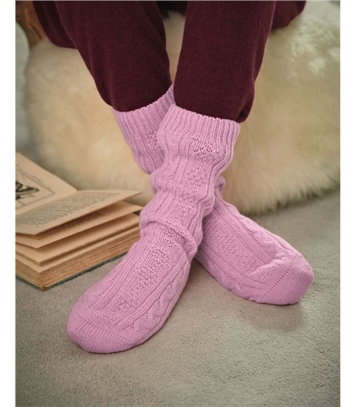 Womens Lambswool Cable Socks