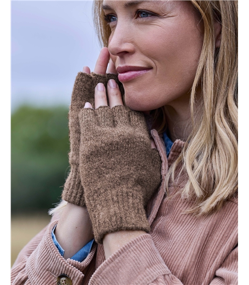 Fingerlose Handschuhe aus Lammwolle für Damen