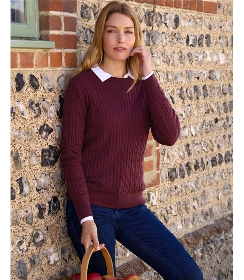 Cashmere Merino Cable Crew Neck Jumper
