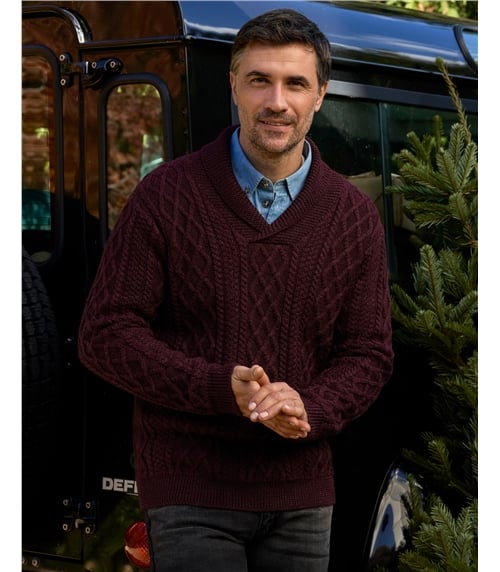 Pure Wool Shawl Collar Jumper