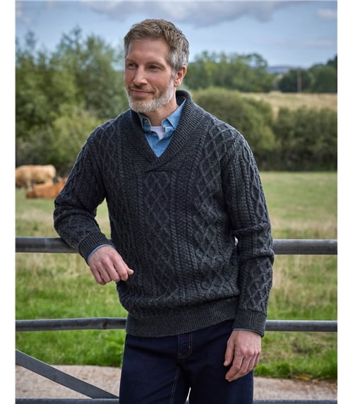 Pure Wool Shawl Collar Jumper
