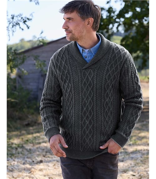 Pure Wool Shawl Collar Jumper