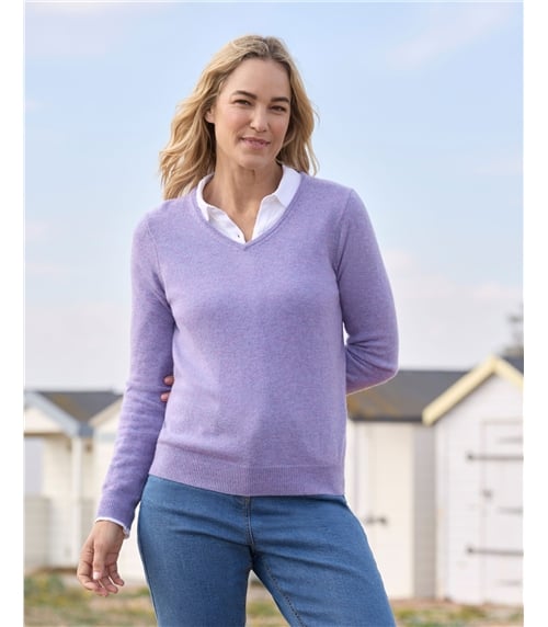 Cashmere & Merino V Neck Knitted Jumper
