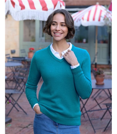 Womens Lambswool V Neck Jumper