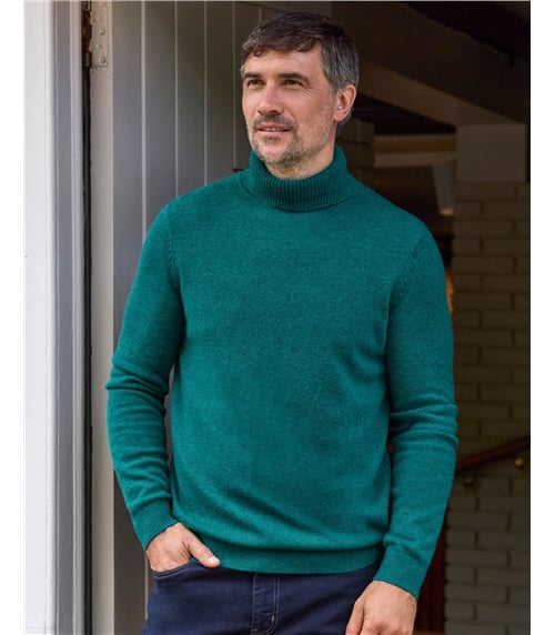 Cashmere and Merino Polo Neck Jumper