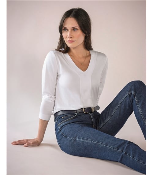 Super Soft Panel V Neck Jersey Top