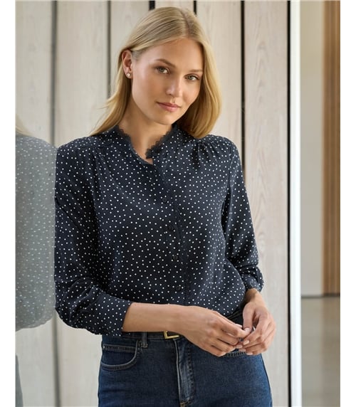 Silk Lace Frill Shirt