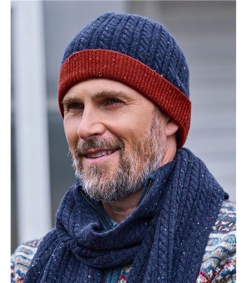 Mens Cable Colourblock Beanie
