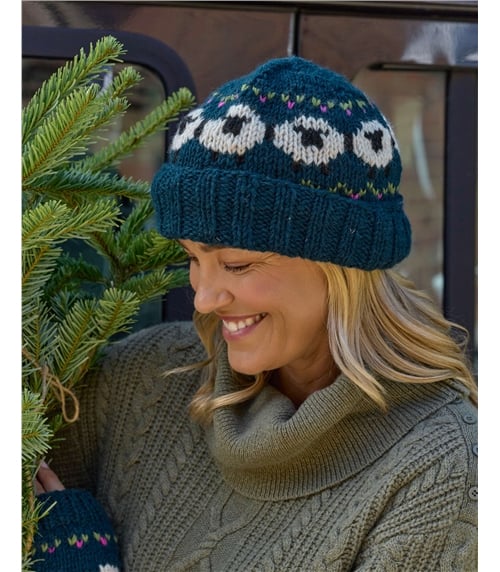 Womens Knitted Sheep Hat
