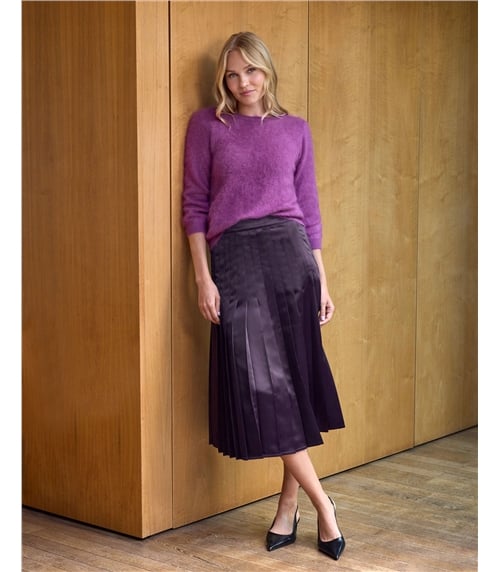 Satin Twill Pleated Skirt