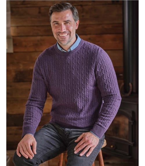 Pull torsadé à col rond - Homme - Cachemire & Mérinos