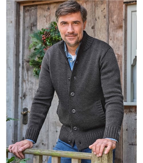 Mens pure wool cardigan best sale