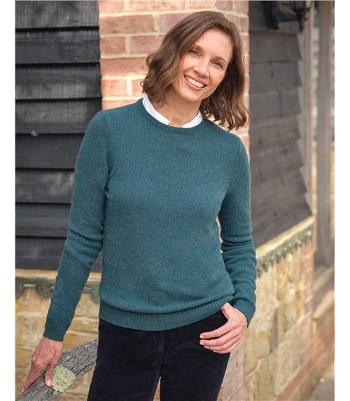 Pullover mit Rundhalsausschnitt aus Lammwolle für Damen