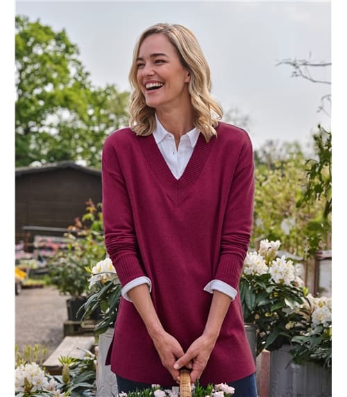 Cashmere Merino Deep V Neck Tunic