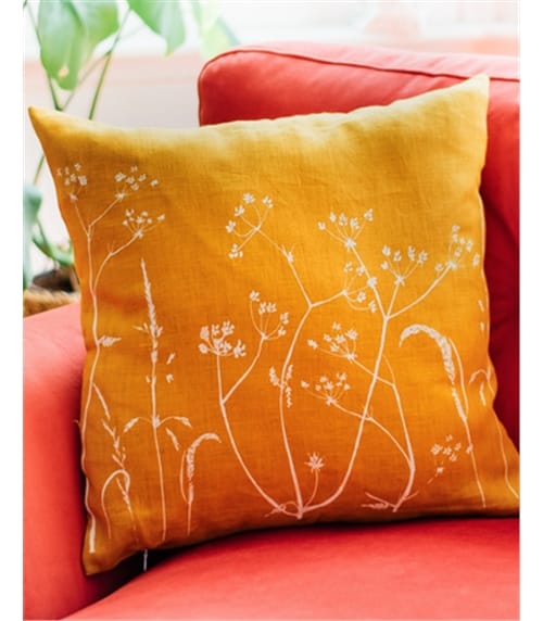 Hedgerow Floral Linen Cushion Cover with Feather Pad