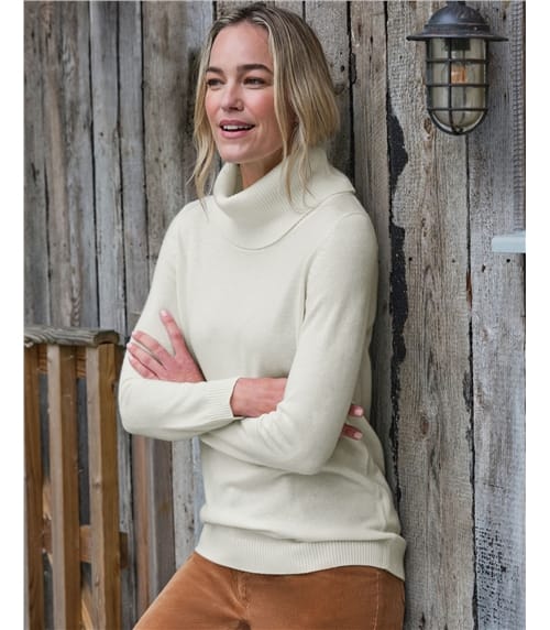 Cashmere And Merino Long Sleeve Cowl Neck Jumper