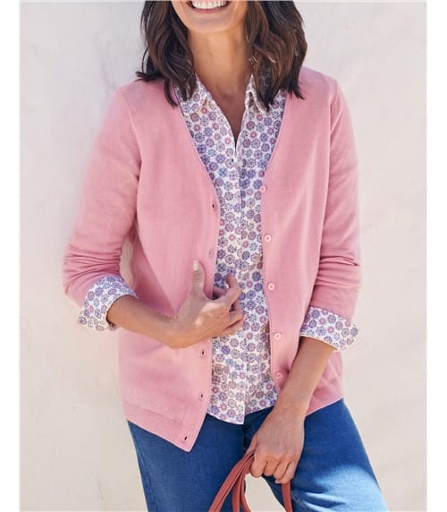 Cardigan classique à col V- Femme - Cachemire & Mérinos