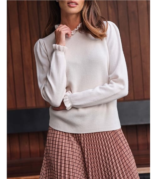 Wool Cashmere Frill Collar Sweater