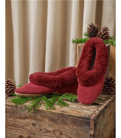 Womens Collar Sheepskin Slippers