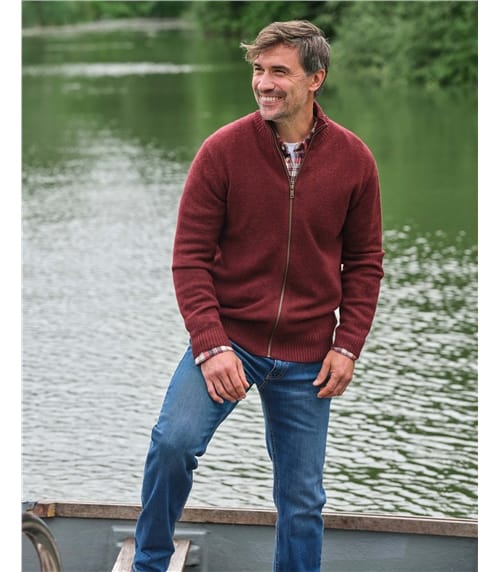 Mens Lambswool Lincoln Zipper Cardigan