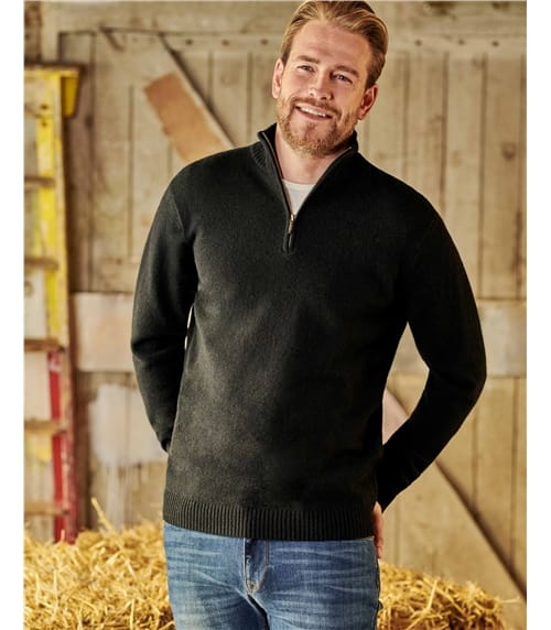 Mens Lambswool Zip Neck Jumper