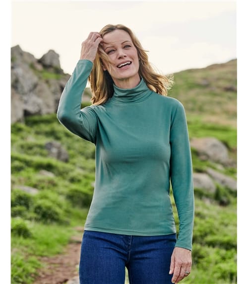 Jersey Slim Polo Neck Top