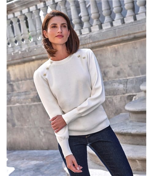 All Needle Button Shoulder Sweater