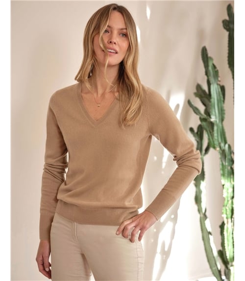 Kaschmirpullover mit V-Ausschnitt