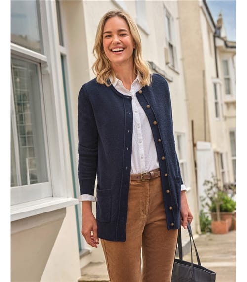 Cardigan à col rond - Femme - Laine d'agneau