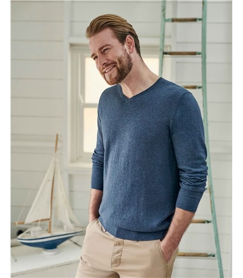 cotton cashmere v neck sweater