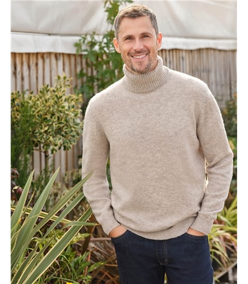Mens Lambswool Polo Neck Jumper