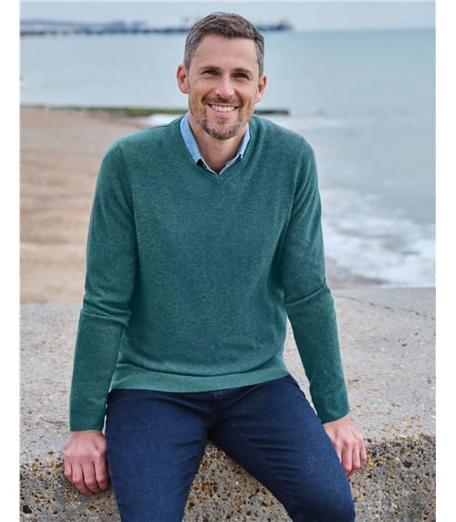 Cashmere & Merino Classic V Neck Knitted Jumper