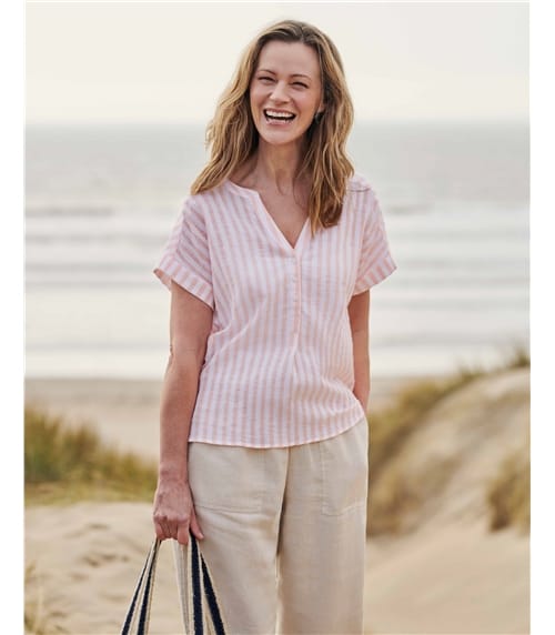 Linen Blend Pocket Dolman Top