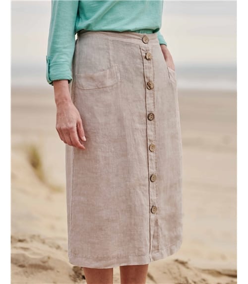 Linen Button Through Skirt