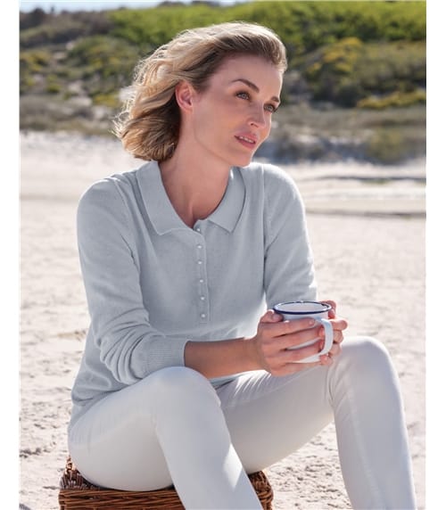 Polo en maille - Femme - Cachemire & Mérinos