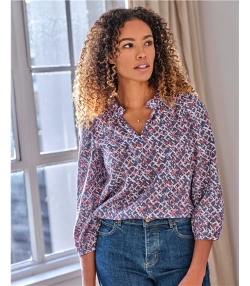 Kalina - Bedruckte Bluse aus Hanf und Bio-Baumwolle