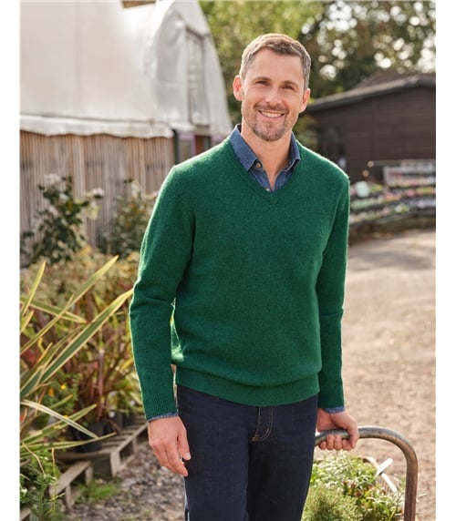 Mens Lambswool V Neck Jumper