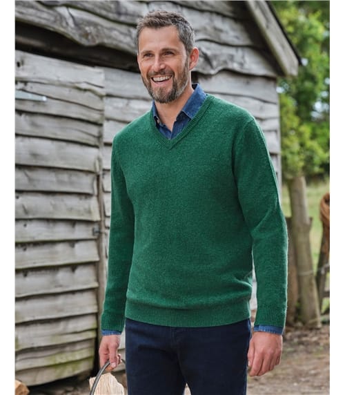 Pullover mit V-Ausschnitt aus Lammwolle für Herren