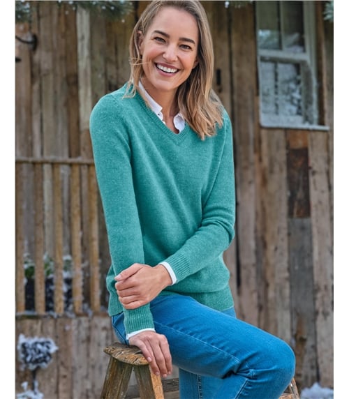 Womens Lambswool V Neck Jumper