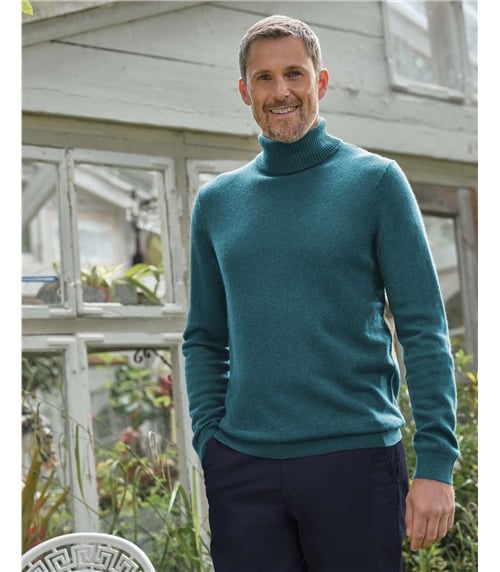 Cashmere and Merino Polo Neck Jumper