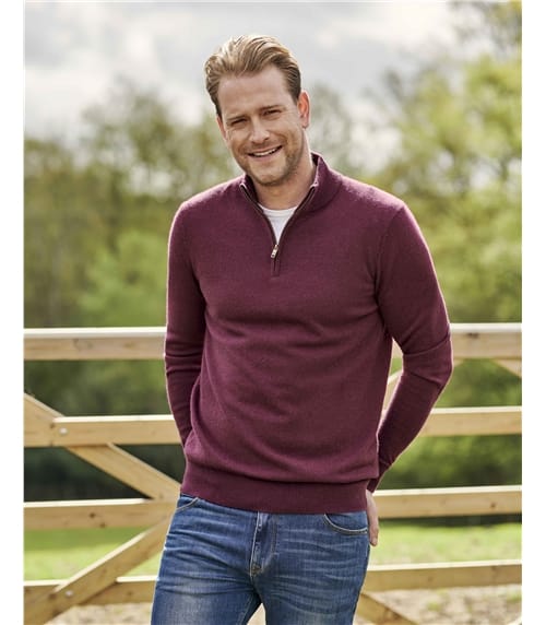 Pull à encolure zippée - Homme - Cachemire & Mérinos